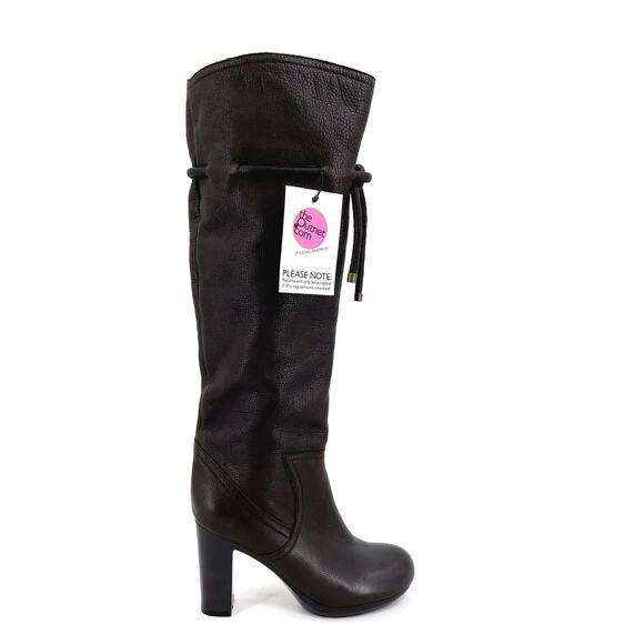 See By Chloe Tall Leather Boots Chocolate Brown Wool Lined High Heeled Size 37.5 - Picture 4 of 15